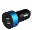 2.1A Dual USB Car Charger Adapter For iPhone iPad Tablet Smartphone Mp3 and PDA Blue/Black (OEM)